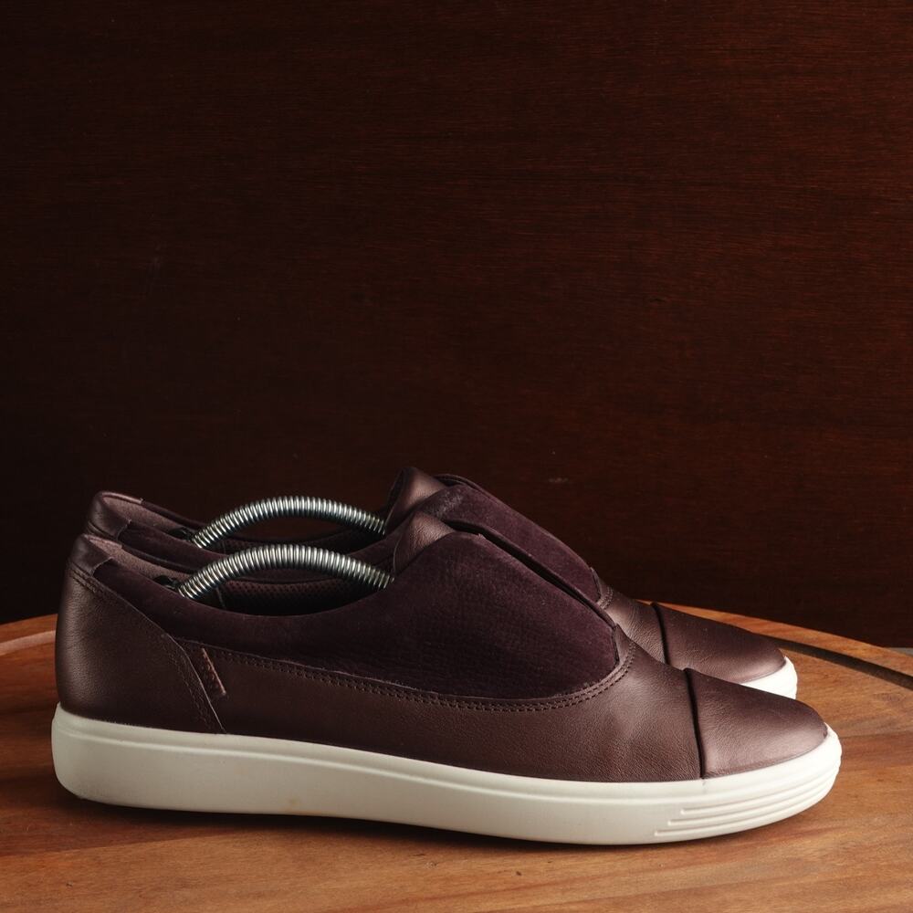 Ecco Sneakers WMS SZ EU 40 US 9-9.5 Burgundy Brown Soft 7 Slip On Comfort Shoes
